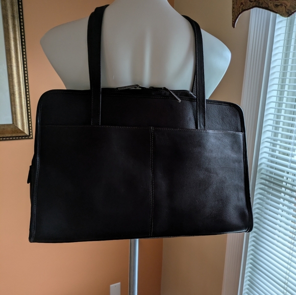 Vintage CLAVA AMERICAN Beautiful Leather
Chocolate Brown Bag / Three Section - Picture 3 of 14